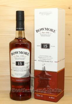 Bowmore 15 Jahre Sherry Cask Finish Islay single Malt scotch Whisky mit 43,0%