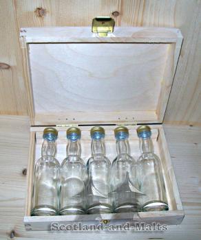 kleine Holzkiste - Tastingbox inkl 5 x 40ml Sampleflaschen