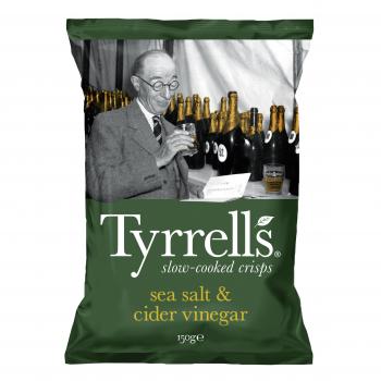 Tyrrells sea salt & cider vinegar - 150g Tüte Kartoffelchips mit Apfelessig und Meersalz aus England von Tyrrells
