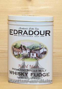 Edradour Whisky Fudge mit Highland single Malt Whisky von Edradour Distillery in der 250g Blechdose - Karamel mit Whisky von Gardiners of Scotland