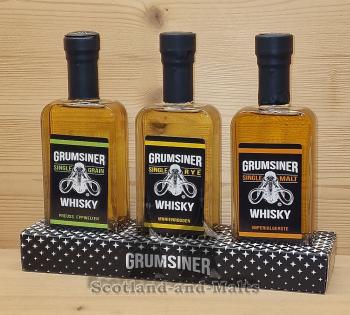 Grumsiner Whisky Trio je 1x 200ml Single Malt, Rye & Grain mit 45,8% aus der Grumsiner Brennerei in der Uckermark