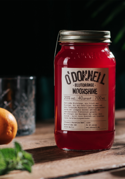 O´Donnell Moonshine Blutorange mit 20,0% - Likör mit herb-süßen Blutorangen im 700 ml Mason Glas - Odonnell Moonshine aus Berlin