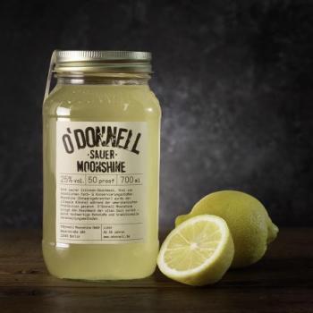 O´Donnell Moonshine Sauer mit 25,0% - der erfrischende Zitronenlikör von O'Donnell Moonshine im 700 ml Mason Glas