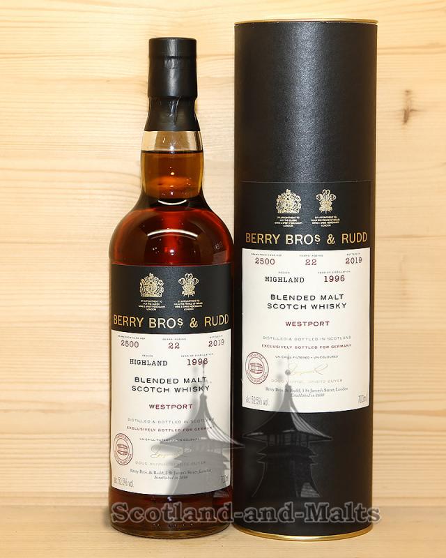Westport 1996 - 22 Jahre Cask No. 2500 Shustov Brandy Finish mit 52,5% - Berrys Bros & Rudd / Sample ab