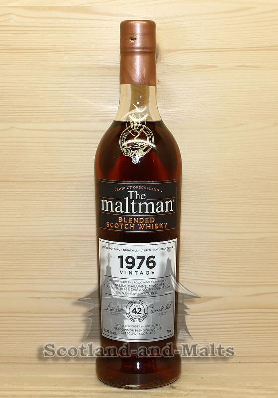 Vintage 1976 - 42 Jahre Sherry Cask mit 46,2% ein Vintage De Luxe Blend von The Maltman