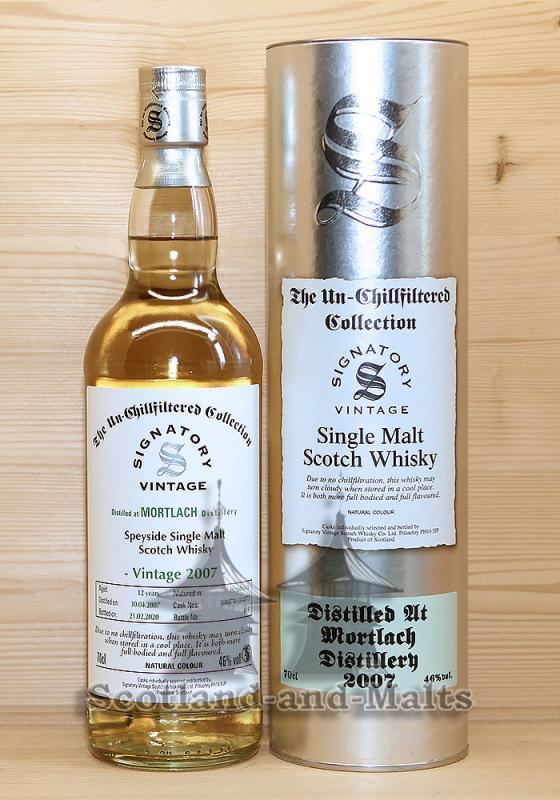 Mortlach 2007 - 12 Jahre Bourbon Hogshead No. 304874 + 304875 mit 46,0% von Signatory