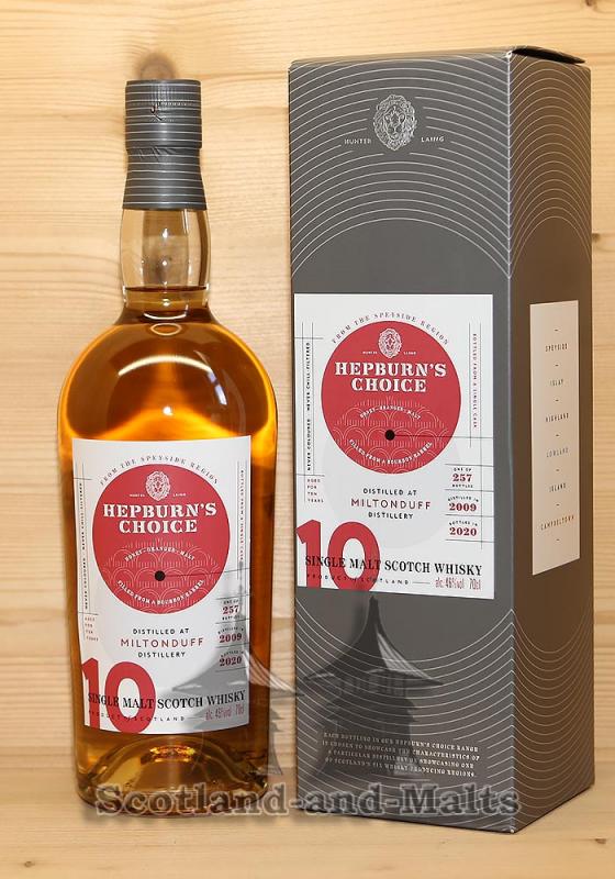 Miltonduff 2009 - 10 Jahre Bourbon Barrel mit 46,0% Hepburn’s Choice von Hunter Laing
