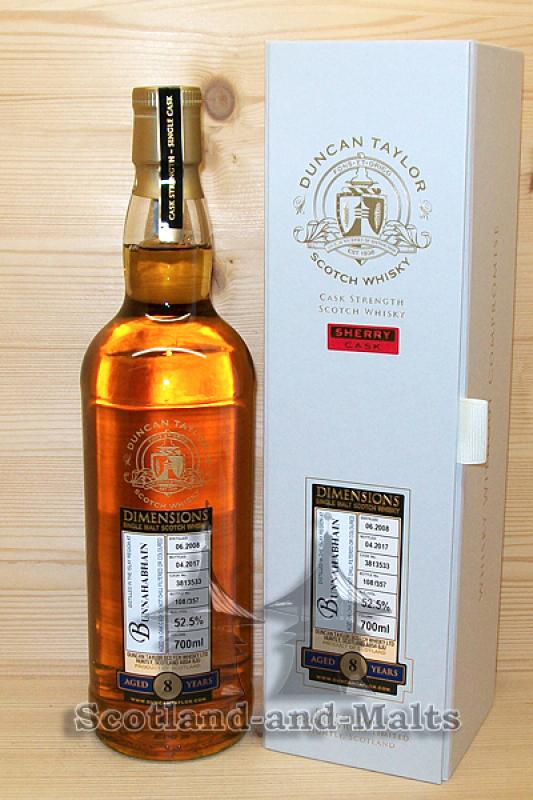 Bunnahabhain 2008 - 8 Jahre Oak (Sherry) Cask No. 3813533 mit 52,5% - Duncan Taylor New Dimension / Sample ab