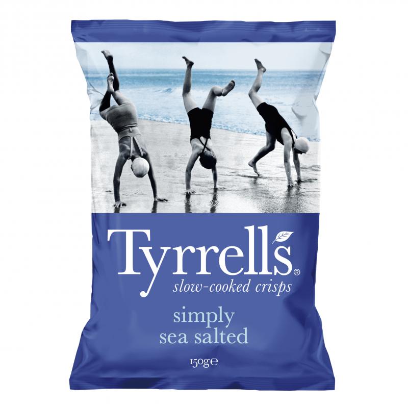 Tyrrells simply sea salted - 150g Tüte Kartoffelchips mit Meersalz aus England von Tyrrells
