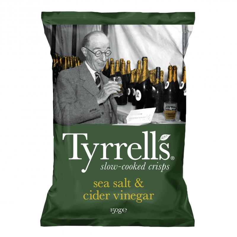 Tyrrells sea salt & cider vinegar - 150g Tüte Kartoffelchips mit Apfelessig und Meersalz aus England von Tyrrells