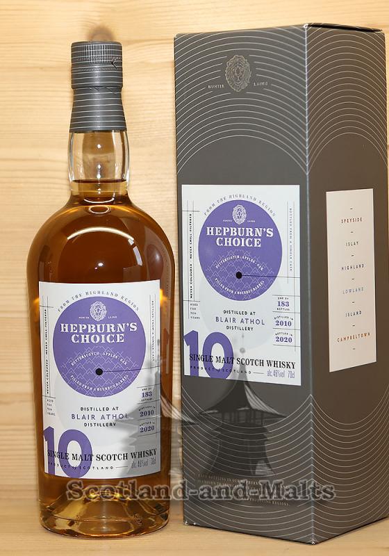 Blair Athol 2010 - 10 Jahre Bourbon Barrel mit 46,0% Hepburn’s Choice von Hunter Laing