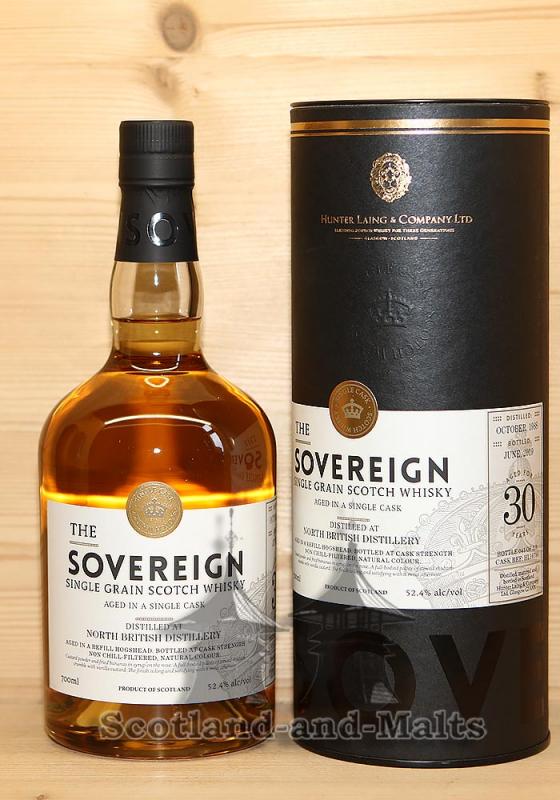 North British 1988 - 30 Jahre Refill Hogshead No. HL16780 mit 52,4% - single Grain scotch Whisky - Sovereign von Hunter Laing