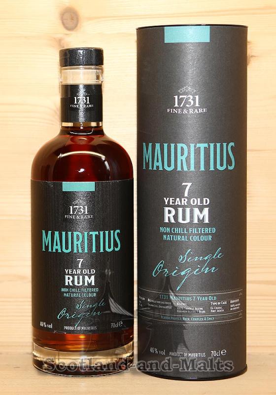 1731 Fine & Rare Rum - Mauritius Rum 7 Jahre Cognac Casks mit 46,0% - Single Origin Rum aus Mauritius - Sample ab