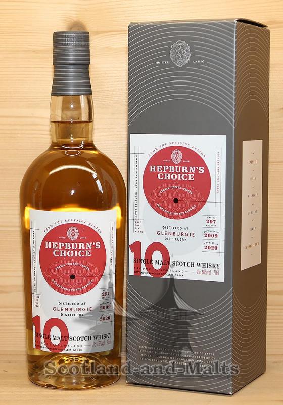 Glenburgie 2009 - 10 Jahre Bourbon Barrel + Rum Finish mit 46,0% Hepburn’s Choice von Hunter Laing