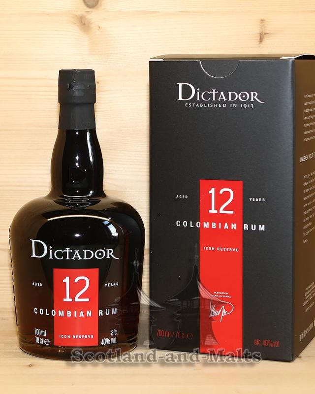 Dictador 12 Jahre Icon Reserve mit 40,0% - Solera System Rum aus Kolumbien / Colombia - Sample ab