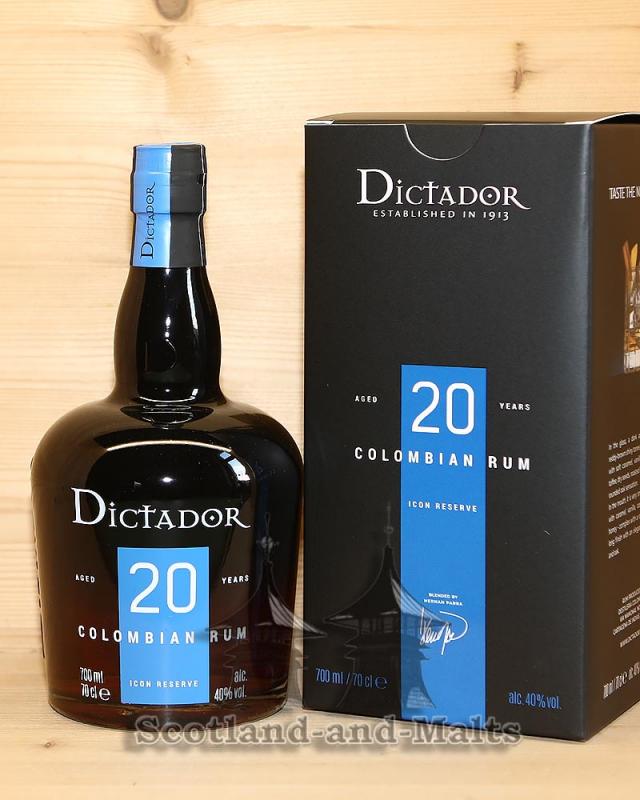 Dictador 20 Jahre Icon Reserve mit 40,0% - Solera System Rum aus Kolumbien / Colombia