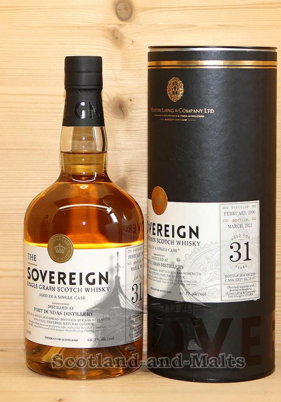 Port Dundas 1990 - 31 Jahre Refill Hogshead No. HL18165  mit 48,2% - single Grain scotch Whisky - Sovereign von Hunter Laing