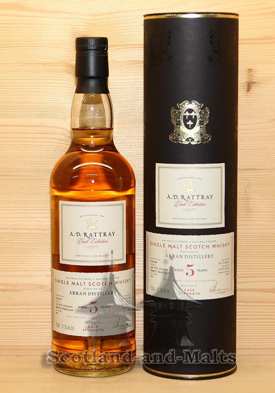 Arran 2016 - 5 Jahre First Fill Oloroso Sherry Barrique No. 869 mit 61,0% single Malt scotch Whisky von A.D.Rattray