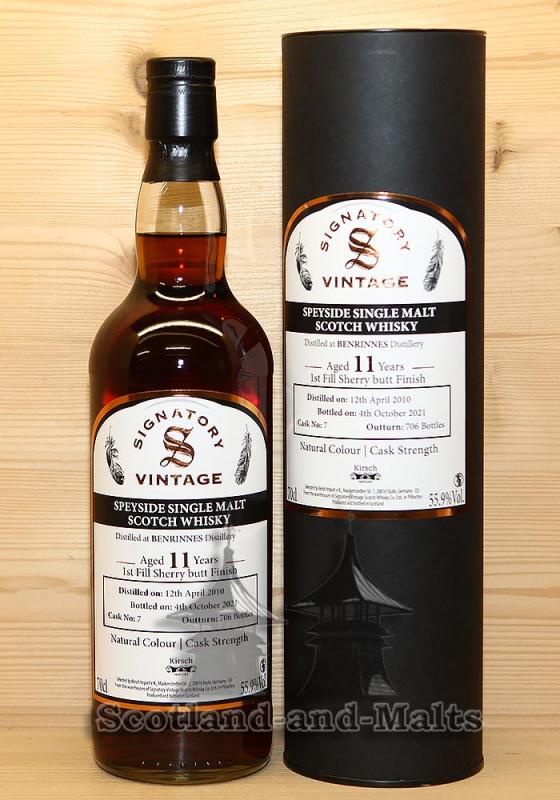 Benrinnes 2010 - 11 Jahre + First Fill Sherry Butt Finish No: 7 - Speyside single Malt scotch Whisky mit 55,9% von Signatory
