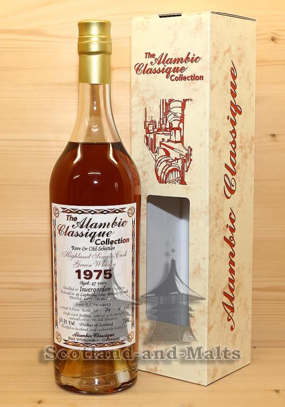 Invergordon 1975 - 47 Jahre ex Laphroaig Islay Whisky Barrel No. 22023 mit 50,3% Highland single Grain scotch Whisky von The Alambic Classique Collection