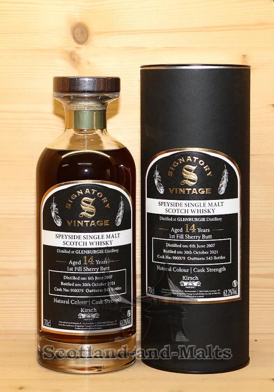 Glenburgie 2007 - 14 Jahre 1st fill Sherry Butt No: 900079 mit 62,2% - single Malt scotch Whisky von Signatory