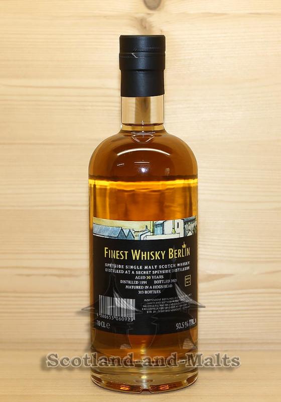 Secret Speyside Distillery 1991 - 30 Jahre Hogshead Cask mit 50,5% single Malt scotch Whisky - Finest Whisky Berlin Batch 10 Sansibar Whisky (Glenlivet)