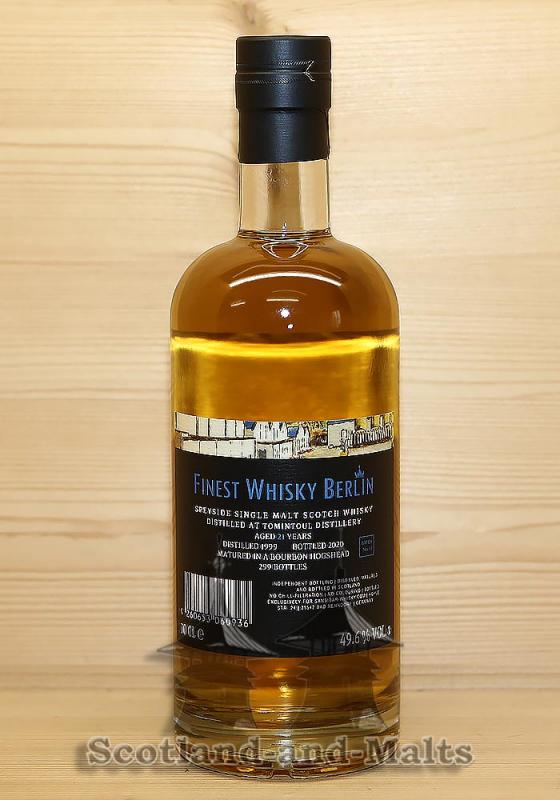 Tomintoul 1999 - 21 Jahre Bourbon Hogshead mit 49,6% single Malt scotch Whisky - Finest Whisky Berlin Batch 10 Sansibar Whisky