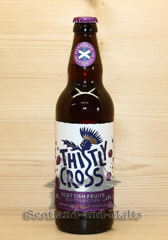 Scottish Fruits Cider - schottischer Cider mit Erdbeeren, Holunder und schwarze Johannisbeeren mit 4,0% von Thistly Cross Cider