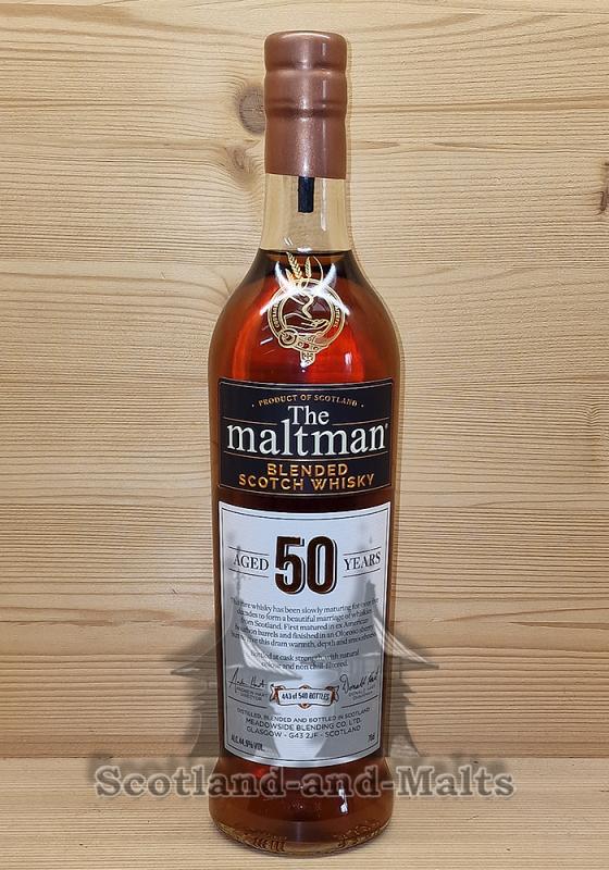 Maltman Blended 1972 - 50 Jahre Bourbon Casks + Sherry Butt Finish mit 44,9% ein De Luxe Blend von Meadowside Blending