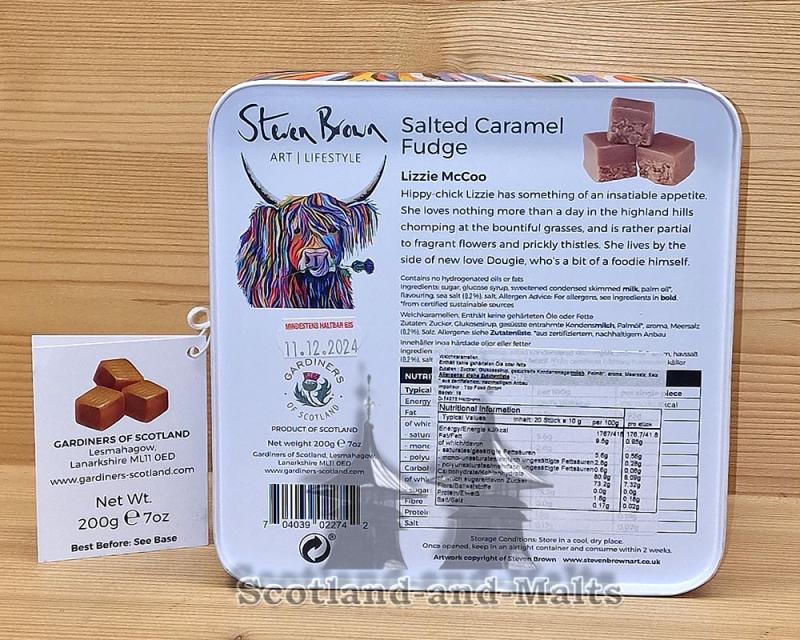 „Lizzie McCoo“ Salted Caramel Fudge in der 200g Dose - Karamel von Gardiners of Scotland