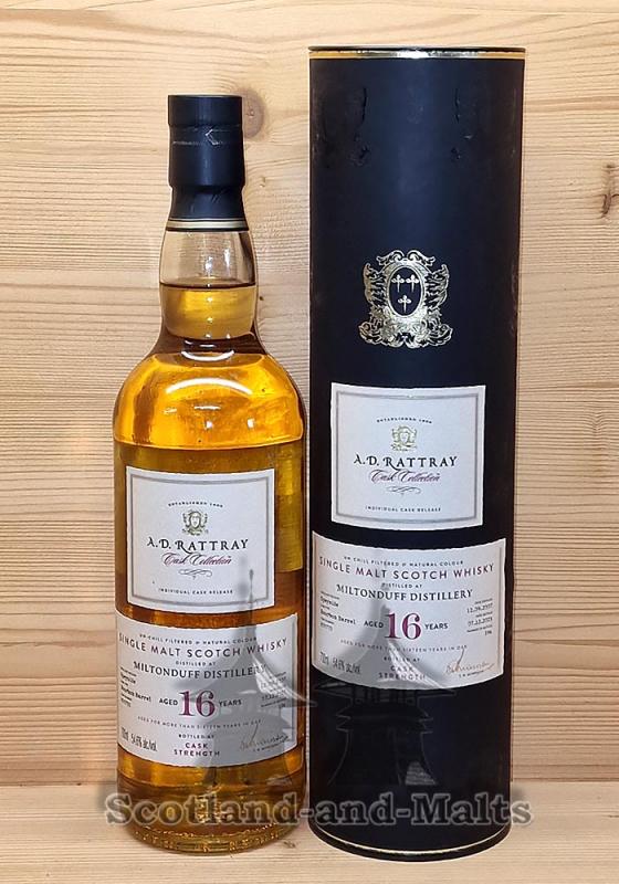 Miltonduff 2007 - 16 Jahre Bourbon Barrel No. 800733 mit 54,6% single Malt scotch Whisky von A.D.Rattray