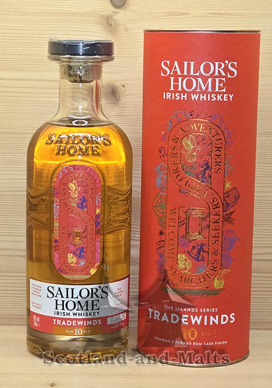 Sailor’s Home „TRADEWINDS“ 10 Jahre Irish Whiskey mit 43,0% Finished in Trinidad & Tobago Spiced Rum Casks
