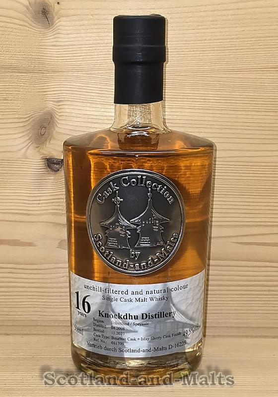 Knockdhu 2008 - 16 Jahre Bourbon Hogshead + Islay Sherry Cask Finish mit 49,5% / Sample ab