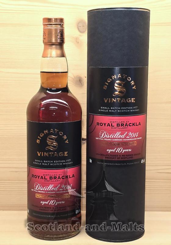 Royal Brackla 2014 - 10 Jahre Bourbon Casks + First Fill Pedro Ximénez Sherry Hogsheads (Finish) mit 48,2% Small Batch Edition #17 - Signatory Vintage Highland Single Malt Scotch Whisky