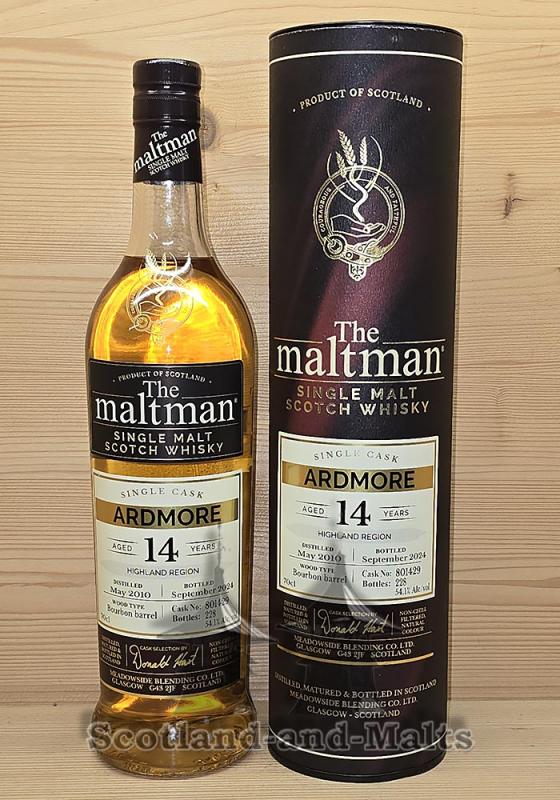 Ardmore 2010 - 14 Jahre Bourbon Barrel No. 801429 mit 54,1% von The Maltman - single Malt scotch Whisky / Sample ab