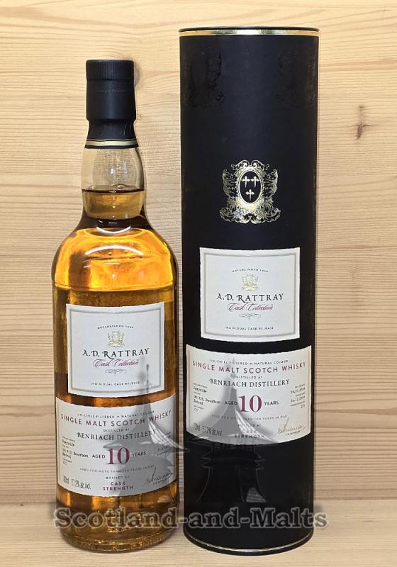 Benriach 2014 - 10 Jahre First Fill Bourbon Barrel No. 102 mit 57,2% single Malt scotch Whisky von A.D.Rattray