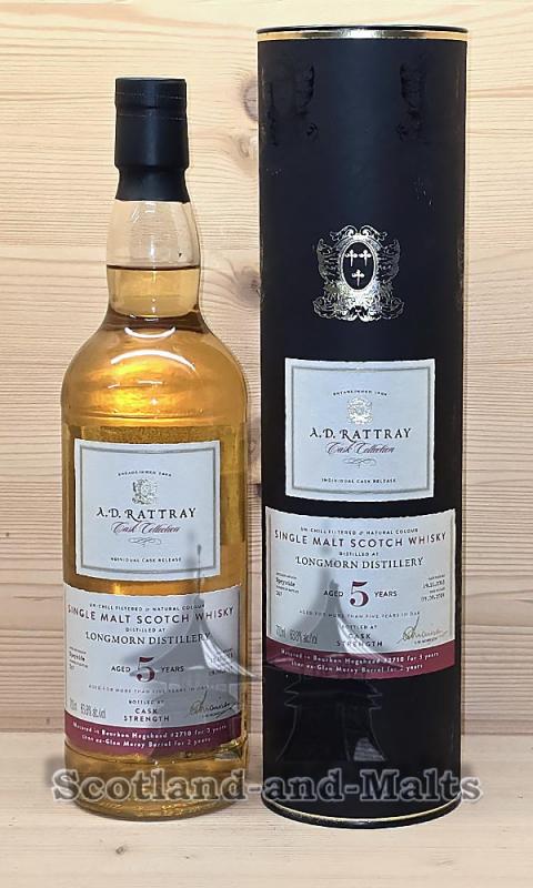 Longmorn 2013 - 5 Jahre Bourbon Cask + ex-Glen Moray Cask Finish No. 2710 mit 63,8% - A.D.Rattray