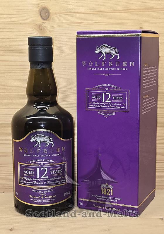 WOLFBURN 12 Jahre Oloroso Sherry Butts und ex Bourbon Casks mit 46,0% - single Malt scotch Whisky aus der Wolfburn Distillery