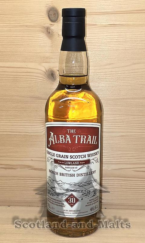 North British 1994 - 30 Jahre First Fill Bourbon Barrel mit 46,6% Single Grain scotch Whisky von ALBA Trail