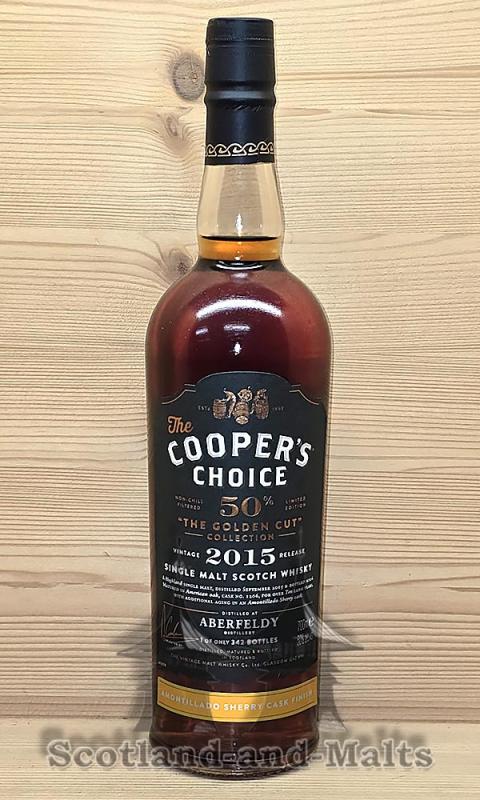 Aberfeldy 2015 - 10 Jahre American Oak + Amontillado Sherry Finish Cask No. 1206 mit 50,0% Single Malt Scotch Whisky von Coopers Choice The Golden Cut