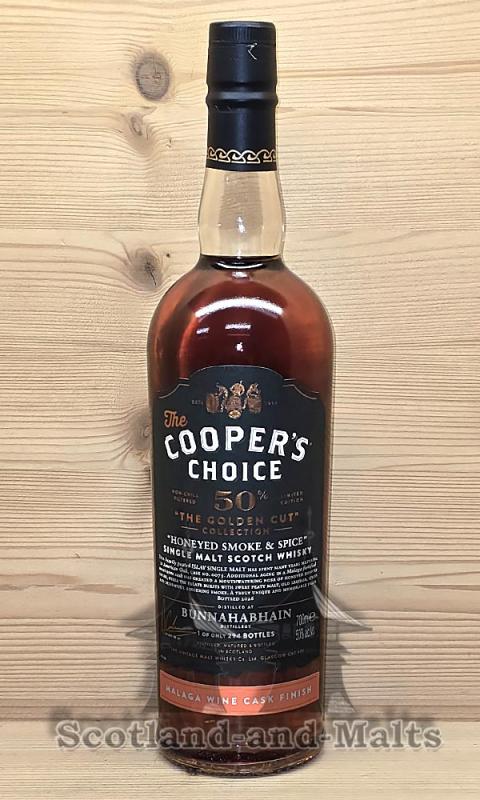 Bunnahabhain Honeyed Smoke and Spice American Oak + Malaga Wine Finish Cask No. 0075 mit 50,0% Single Malt Scotch Whisky von Coopers Choice The Golden Cut
