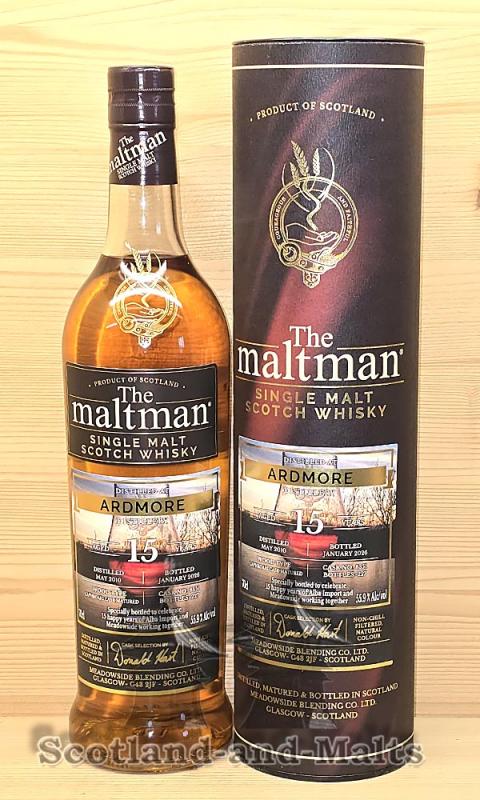 Ardmore 2010 - 15 Jahre ex Laphroaig Cask No. 8351 mit 55,9% von The Maltman - single Malt scotch Whisky