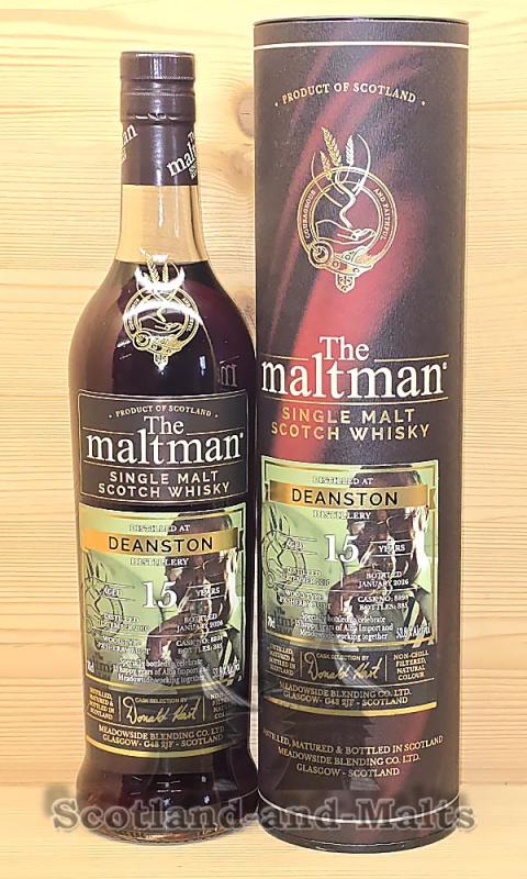 Deanston 2010 - 15 Jahre PX Sherry Butt No. 8898 mit 53,8% von The Maltman - single Malt scotch Whisky