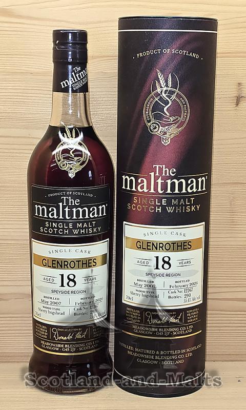 Glenrothes 2007 - 18 Jahre Sherry Hogshead No. 12267 mit 55,4% von The Maltman - single Malt scotch Whisky
