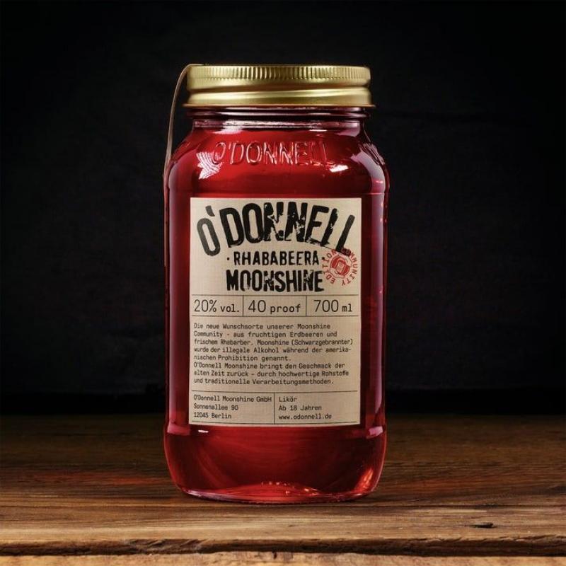 O´Donnell Moonshine Rhababeera mit 20,0% - Likör mit Karamell im 700 ml Mason Glas - Odonnell Moonshine aus Berlin