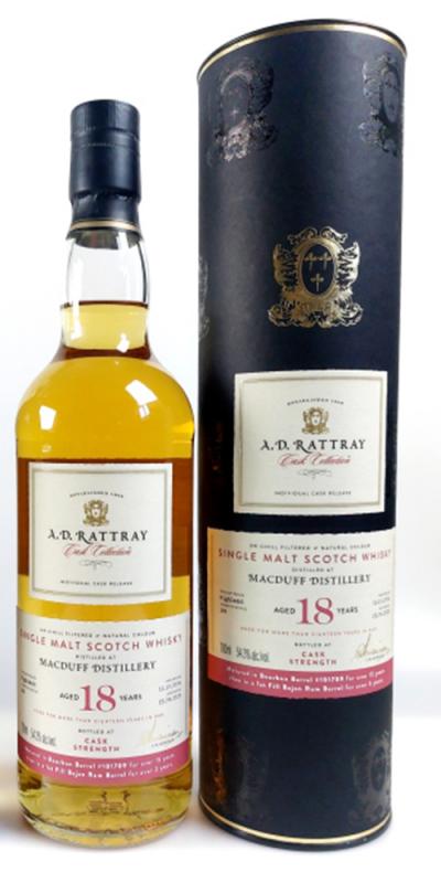 Macduff 2006 - 18 Jahre Bourbon Barrel + 1st Fill Bajan Rum Barrel Finish No. --- mit 54,3% single Malt scotch Whisky von A.D.Rattray