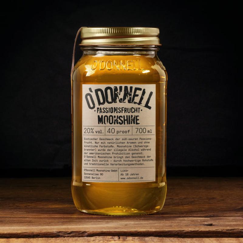 O´Donnell Moonshine Passionsfrucht mit 20,0% - Likör mit echtem Passionsfruchtsaft im 700 ml Mason Glas - Odonnell Moonshine aus Berlin