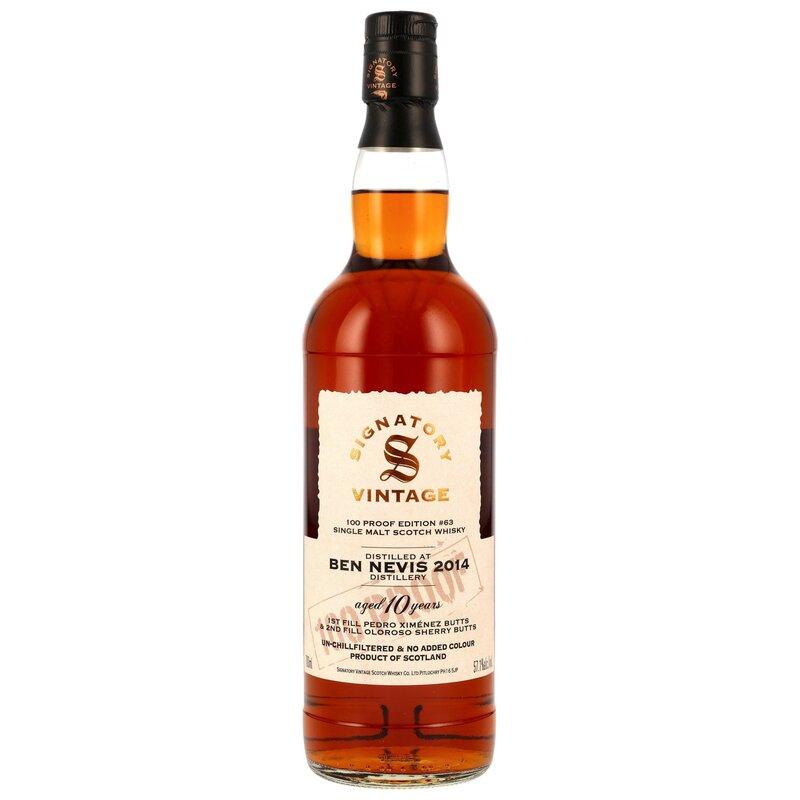 Ben Nevis 2014 - 10 Jahre 1st Fill PX & 2nd Fill Oloroso Sherry Butts Signatory Vintage 100 Proof Edition #63 - Highland Single Malt Scotch Whisky mit 57,1% von Signatory