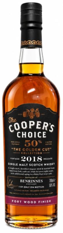 Benrinnes 2018 - 7 Jahre American Oak + Ruby Port Finish Cask No. 1056 mit 50,0% Single Malt Scotch Whisky von Coopers Choice The Golden Cut